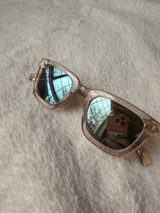 Warby Parker Accessories - Warby Parker Translucent Champagne Frame Sunglasses with Mirrored Blue Lenses